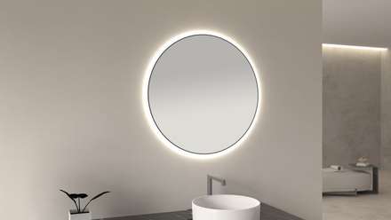 Wiesbaden Novi ronde spiegel met ledverlichting en anticondens matzwart 60 cm