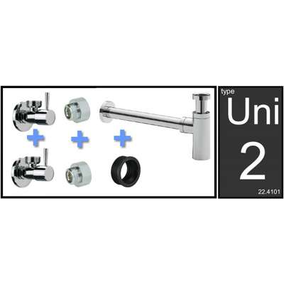 Aansluitset Uni-2 + sifon voor luxe fontein/wastafel