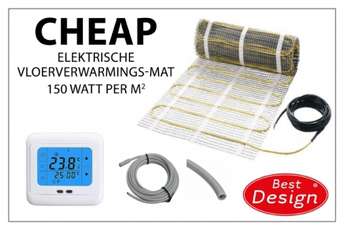 Vloerverwarming Cheap elektrisch 0,5 m2 mat. incl. digitaal thermostaat